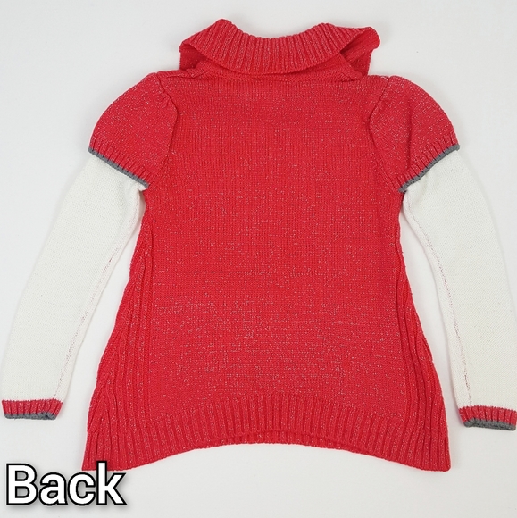 LITTLE LASS Red Collared Cable Under Sleeve Sweater Dress - Picture 3 of 6